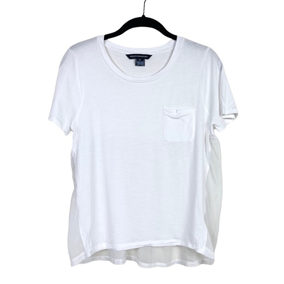 French Connection White Hopper Short Sleeve Sheer Back Modal Top Size XS - Picture 2 of 8